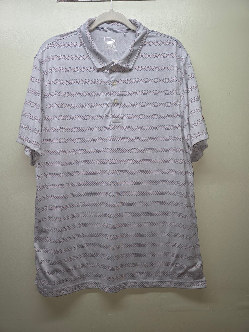 Puma Men's Polo Gray Geometric Diamond Size XL